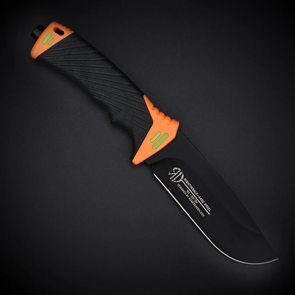 WithArmour Nightingale Fixed Knife 4.88″ Black D2 Tool Steel Blade PP/TPR Handle