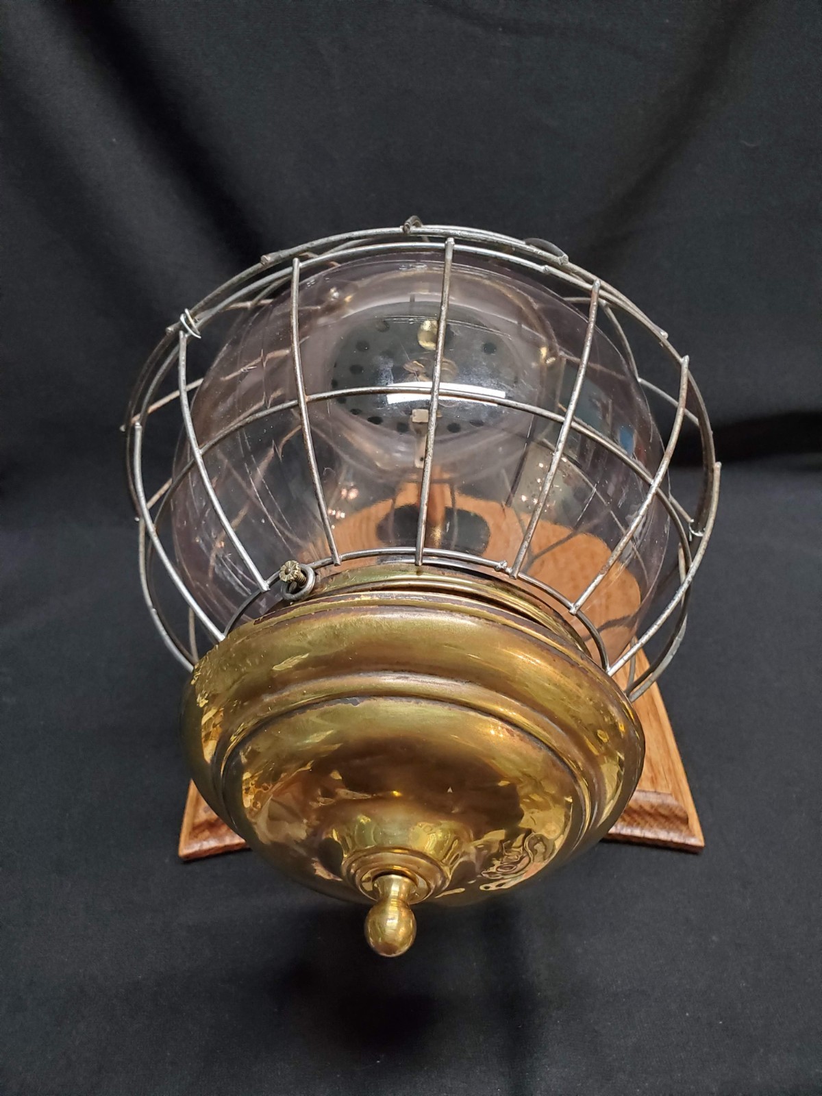 JB Colt Acetylene Gas Lamp Antique Fixture Brass Fittings Wire Cage Glass Globe