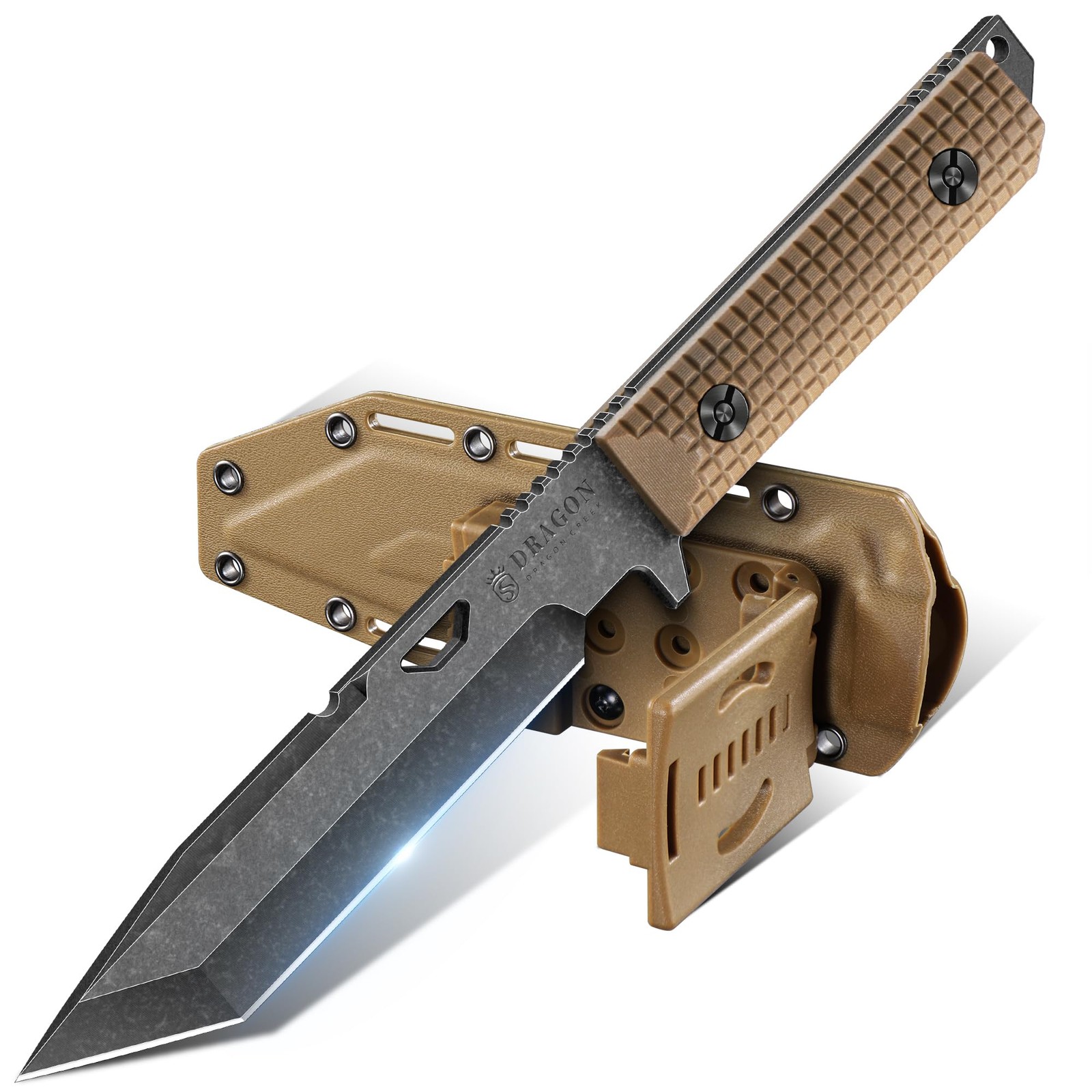Tactical Knife Kydex – Outdoor Survival Knife with Sheath D2 Steel Blade G10 …