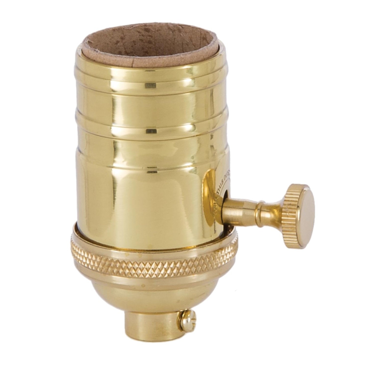 Brass 3-Way Lamp Socket with Knob, Polished Finish
