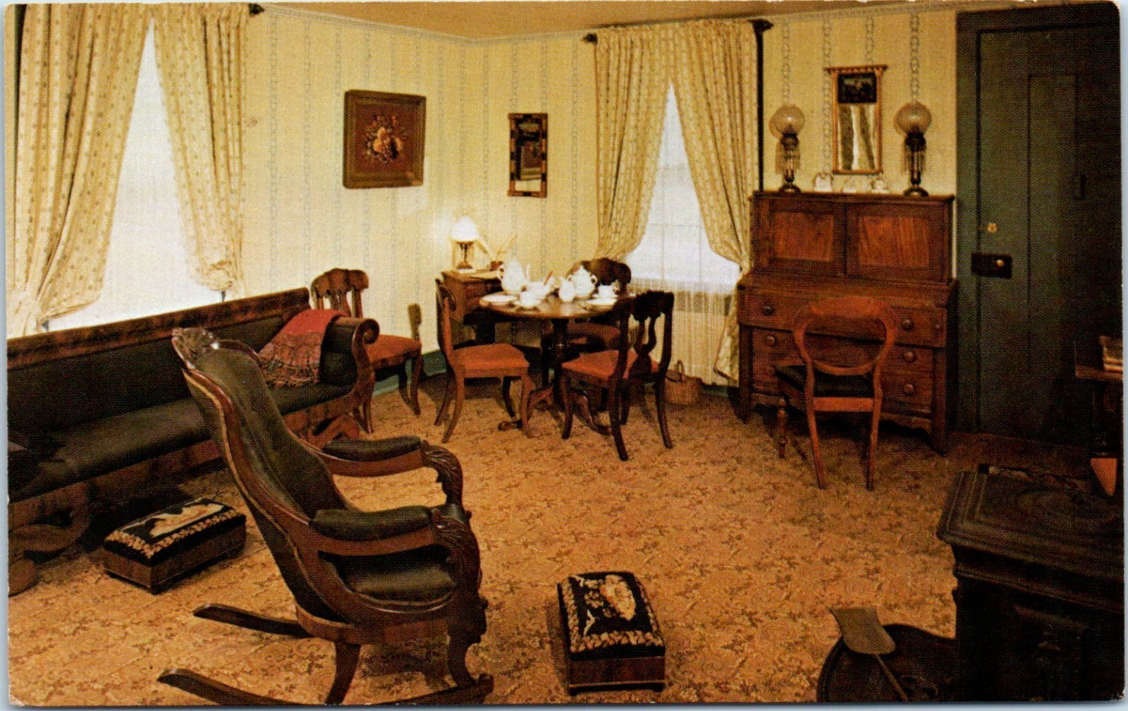 Living Room of John Deere’s House, Grand Detour, Illinois Postcard