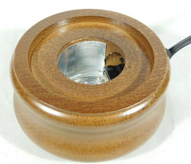 Display Stand Round Shape With LIGHTED Base Brown Wood Color