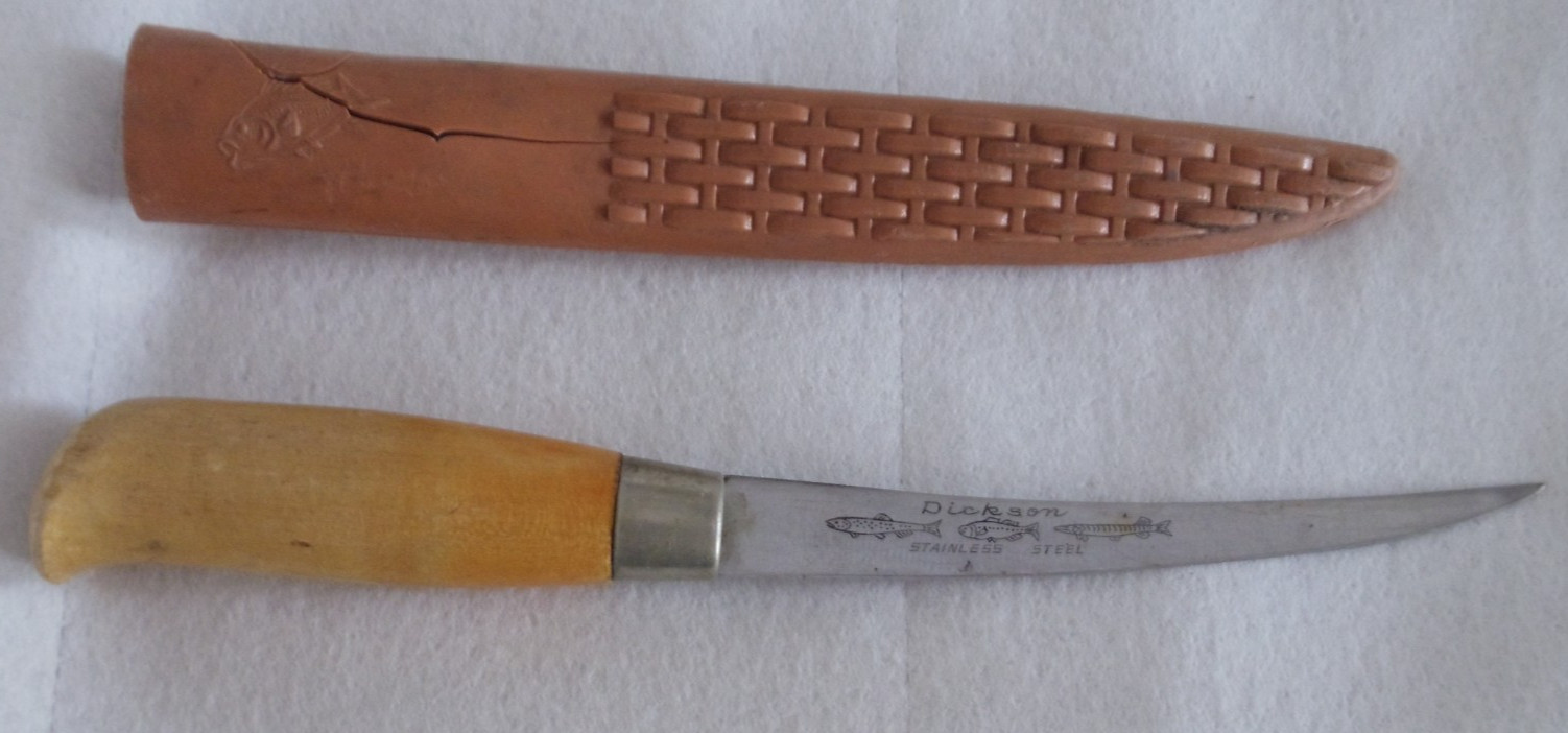 VINTAGE Dickson Fillet Knife Japan 6″ Blade W/Sheath Hunting Fishing