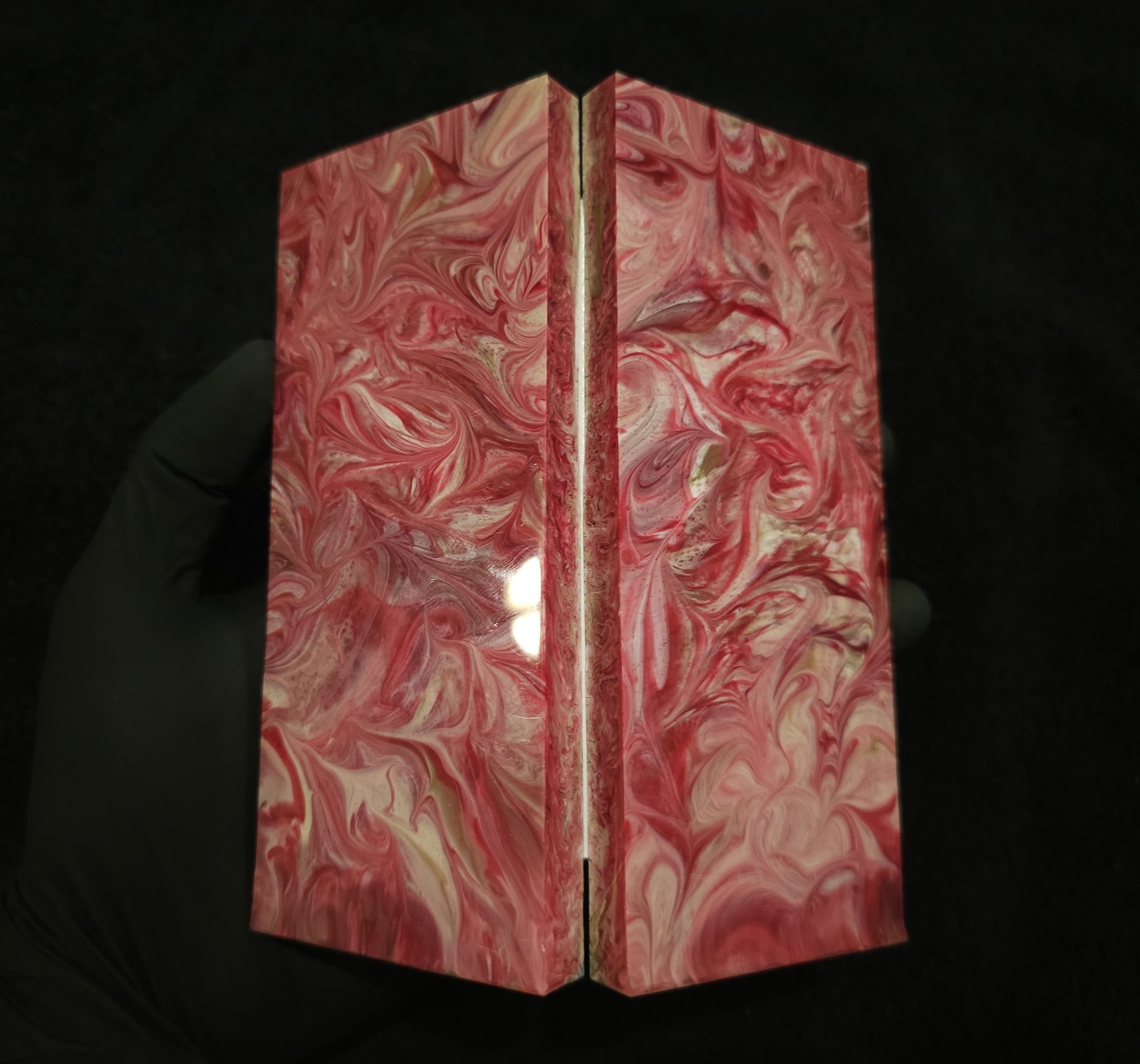 Resin Knife Scales – Carmine – Handmade Epoxy Handle Material – 5¾” × 2½” × ⅜”