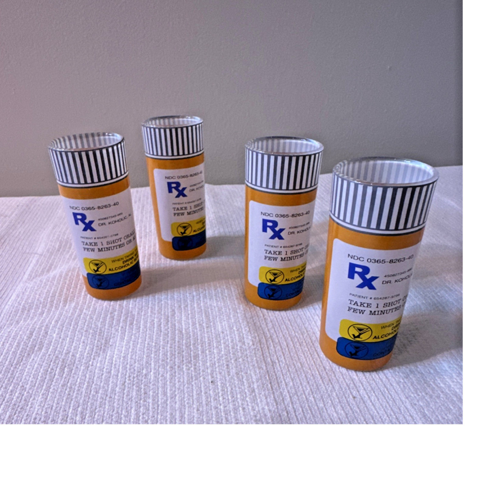 Prescription Bottle Design Shot Glasses Set, 1.5 fl oz, Novelty, 4pcs