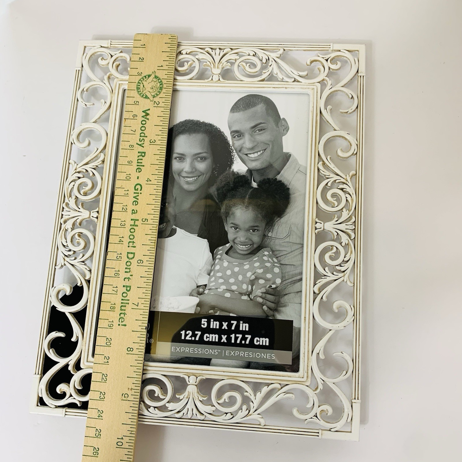 Picture Frame Ornate Scroll Work Expressions Metal Eggshell Color for 5×7 Photo