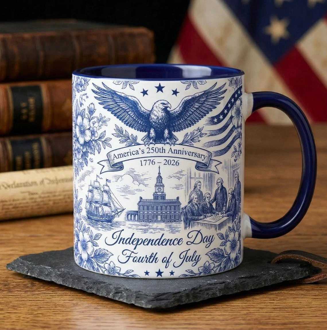 Full Bleed Accent Mug – 15Oz Semiquincentennial 1776-2026 Mug Patriotic Liberty