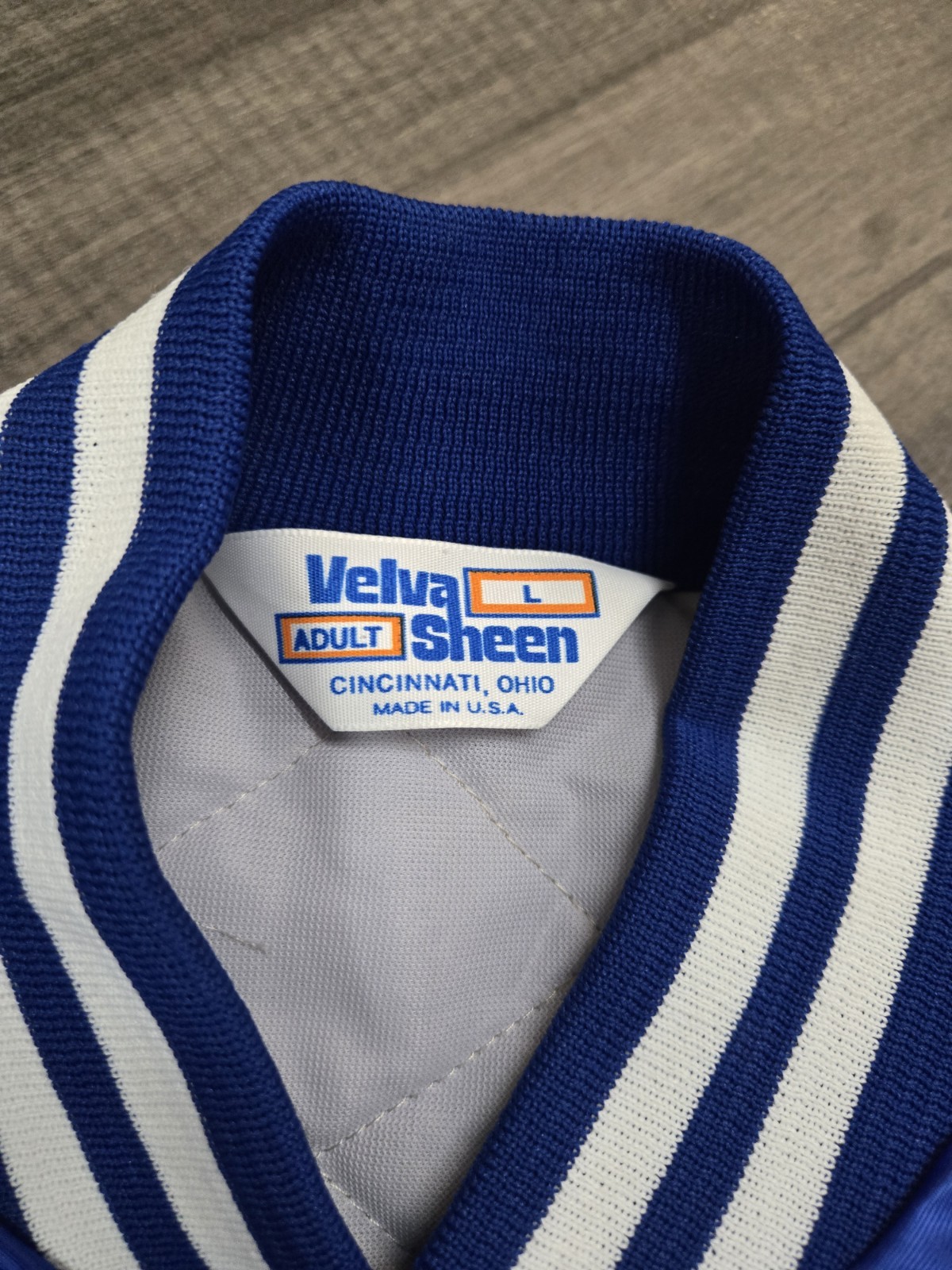 Vintage Nylon/Polyester Blue Bomber Jacket Space Shuttle Team Member Size Large