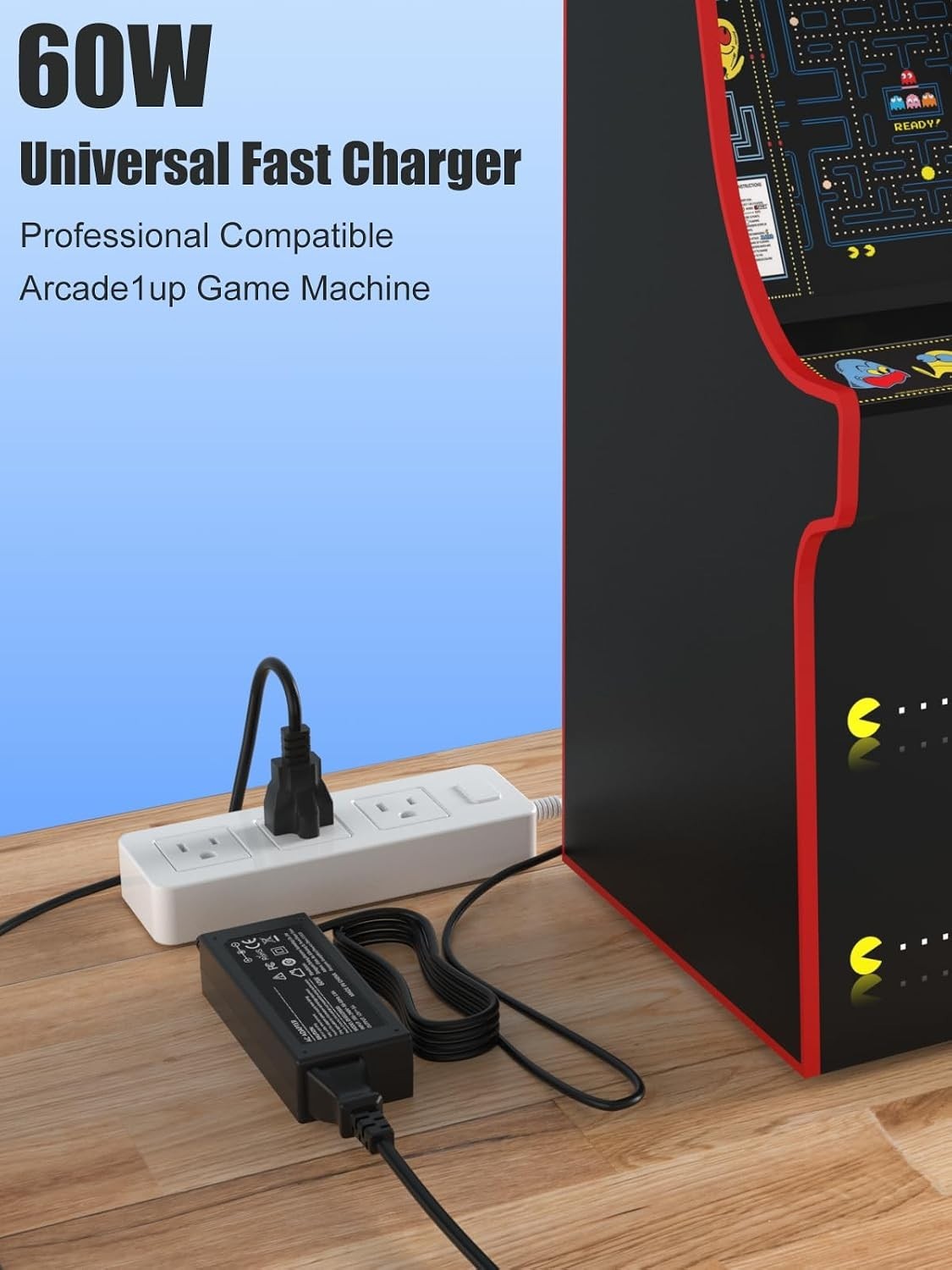 Universal 12V 60W Power Adapter for All Arcade1Up Games – Compact & Efficient