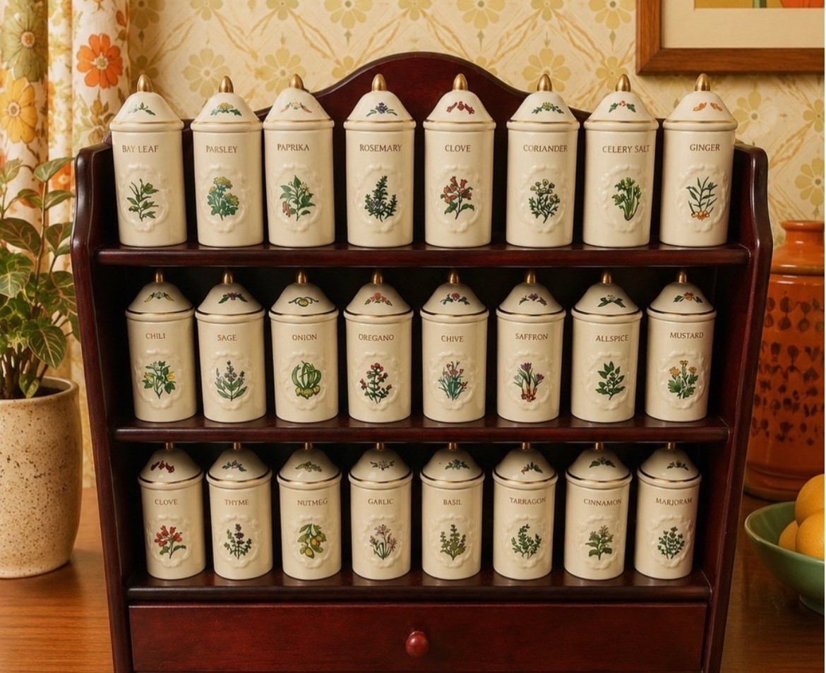 VINTAGE 1992 LENOX FULL SPICE GARDEN PORCELAIN SPICE JAR COLLECTION-MINT COND.