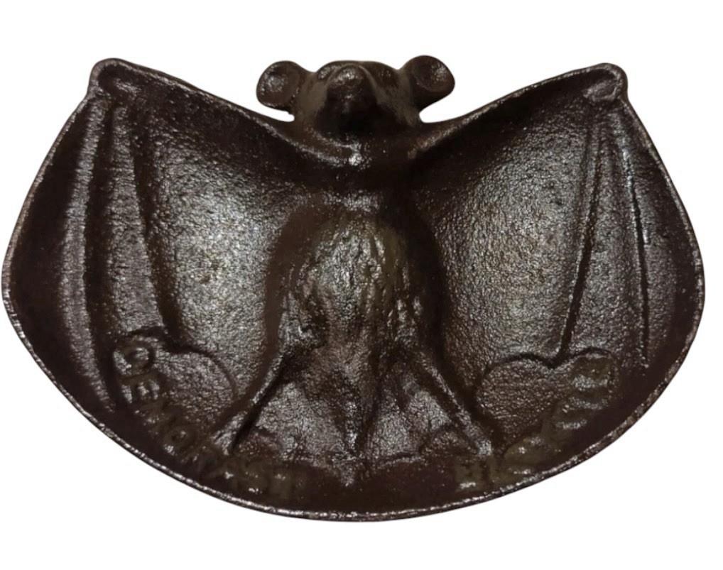 DEMORAST Bicycles Advertising Cast Iron Bat Ashtray Coin Dish