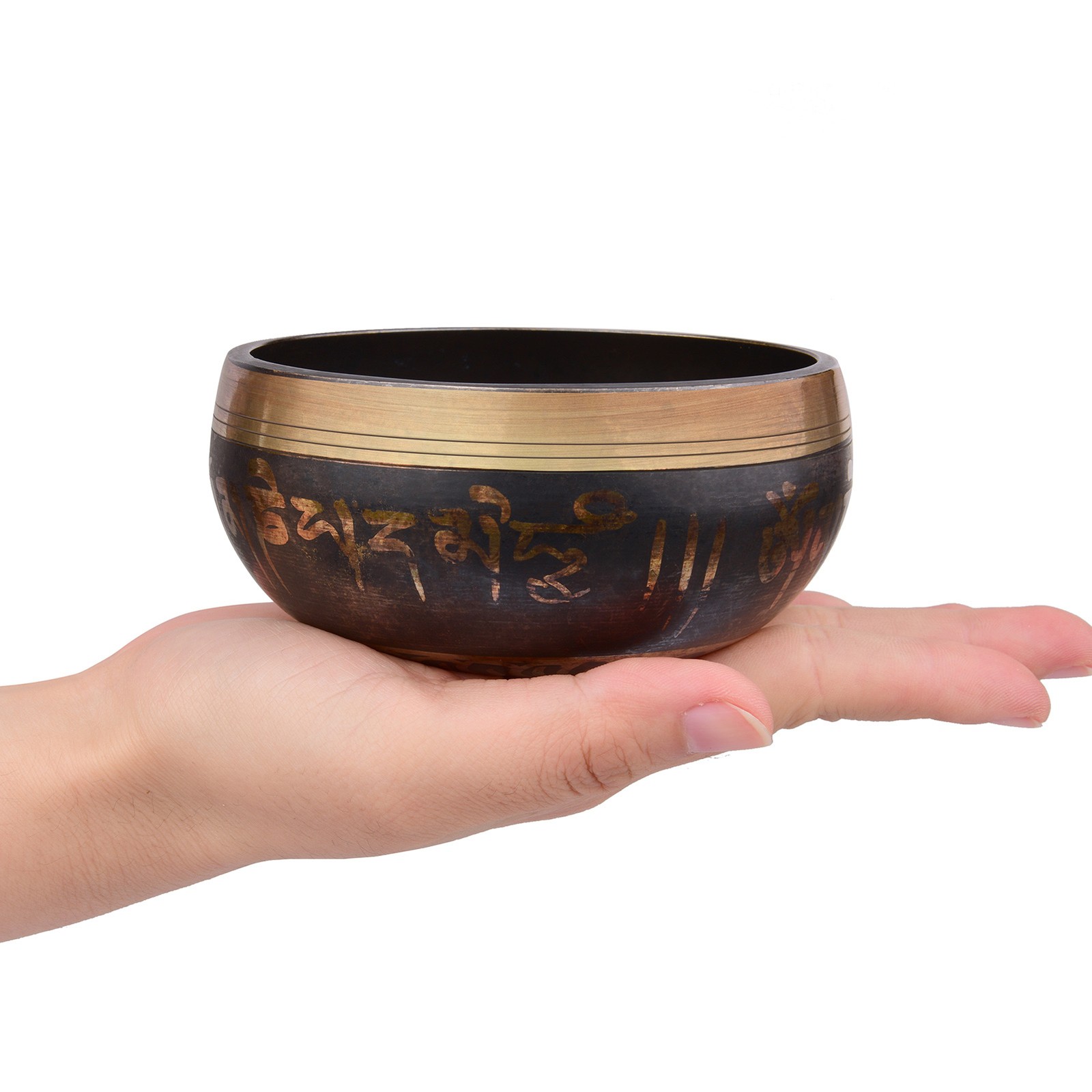 Tibetan Singing Bowl Set With 9.5cm/3.7inch Handmade Metal Sound Bowl & YCHU