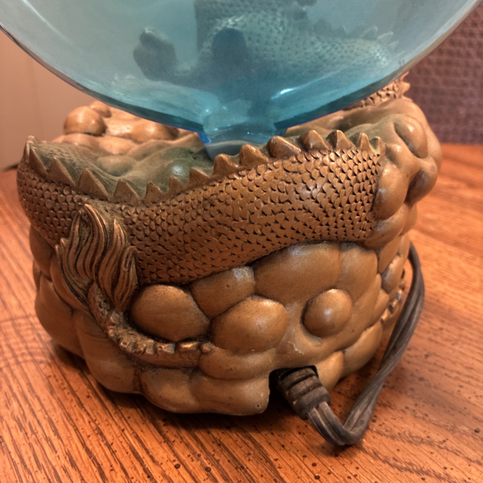 LumiSource Electra Blue Plasma Lighting Motion Art Glass Dragon 10” Accent Lamp