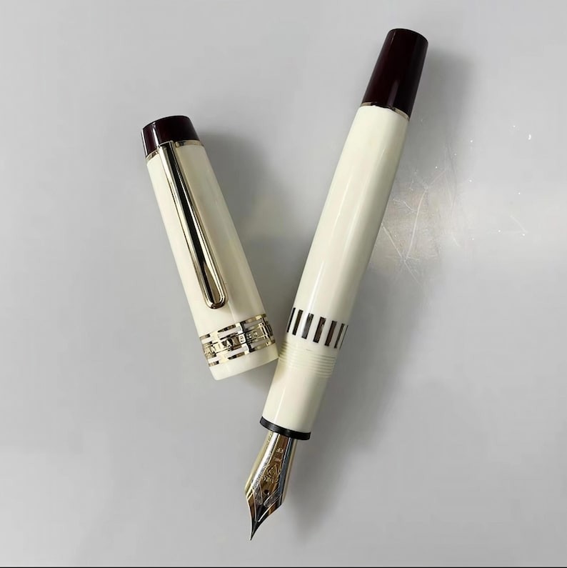 Junlai 630 Ivory Piston Fountain Pen: Size #8 (EF/F/M/B/B Stub/Architect Nib)