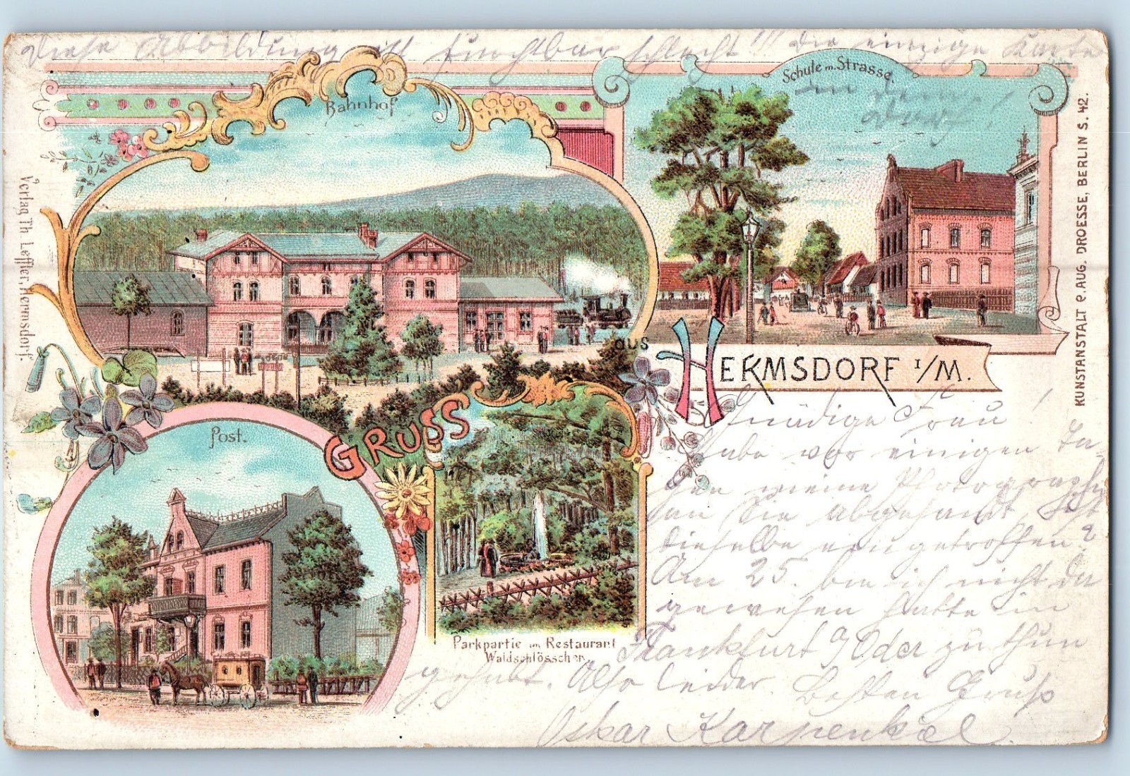 Thuringia Germany Postcard Multiview Greetings from Hermsdorf 1901 Antique