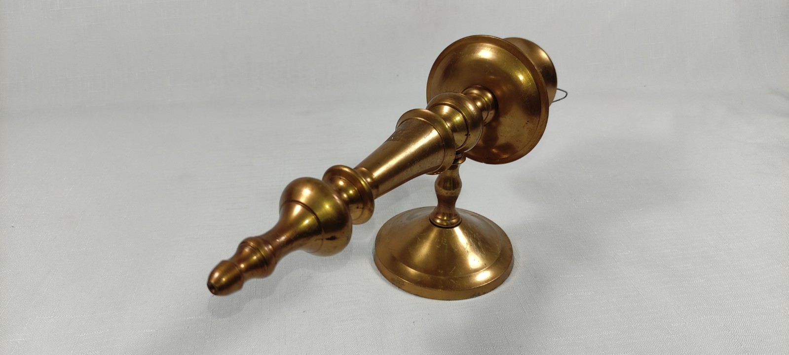 Vintage Antique Brass Wall Sconce Hurricane Candlestick Candle Holder Heavy 10″