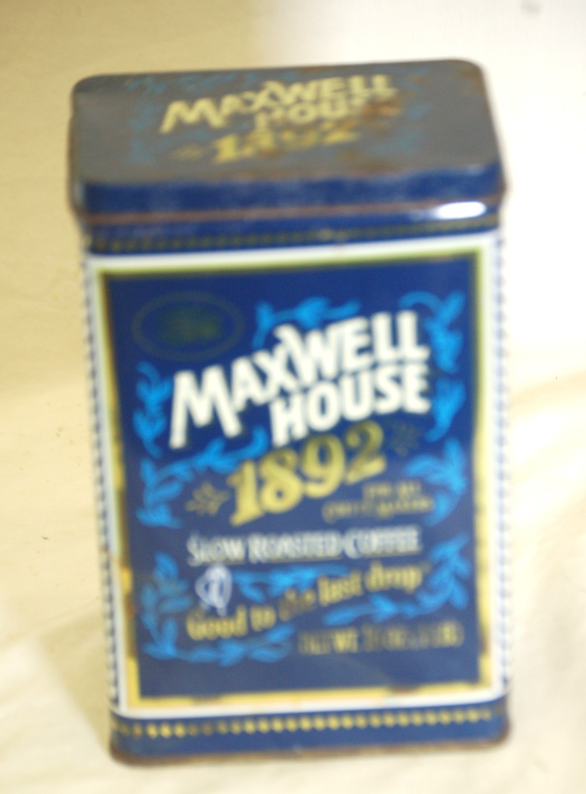 Maxwell House Coffee Tin Box Advertising Canister Slow Roasted
