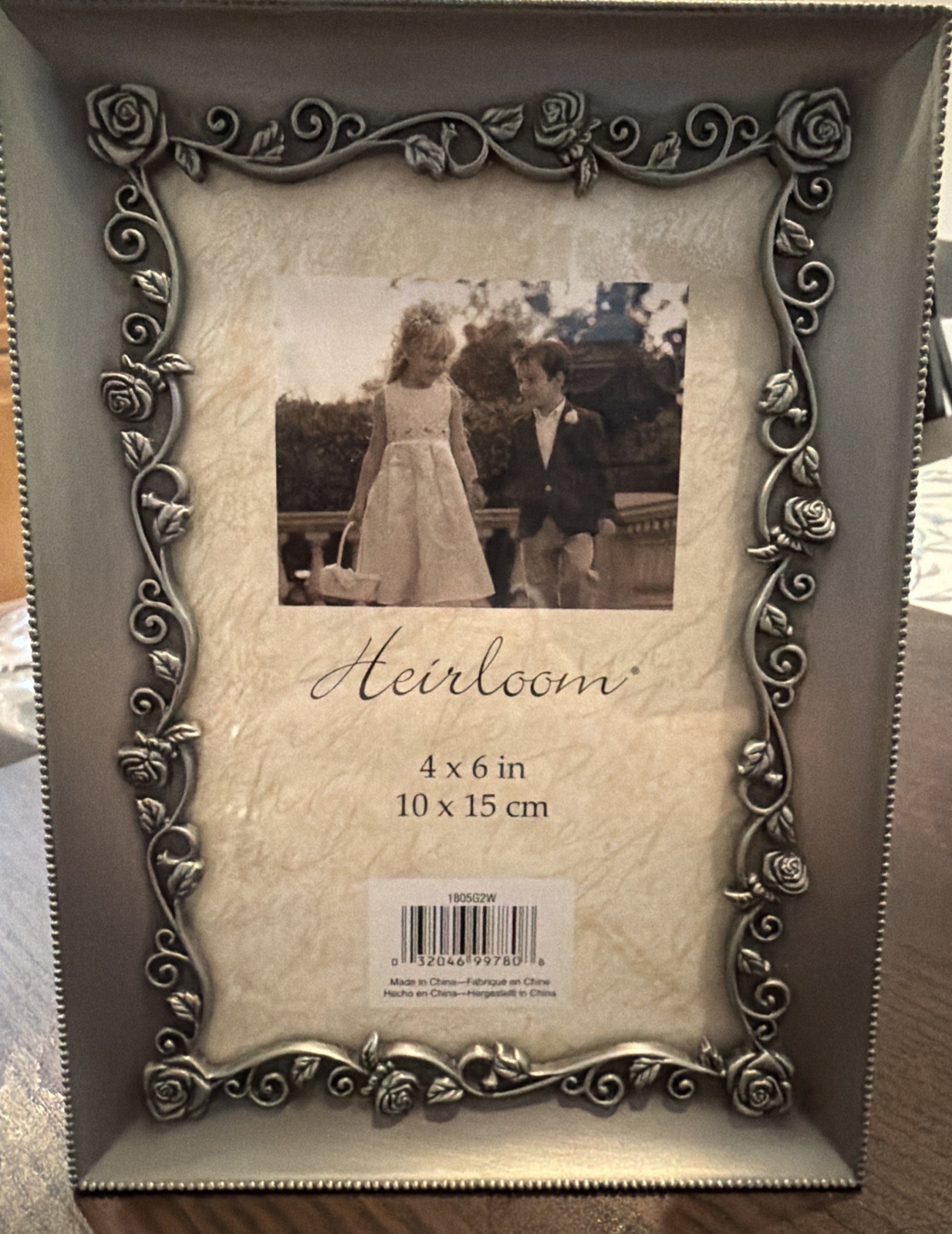 Decorel Heirloom Climbing Rose Vine ,Brushed Pewter Silver 4×6 Photo ~ Frame