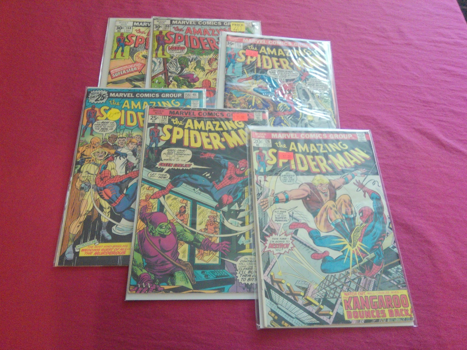 BX51 Amazing Spider-Man 126,137,156,165,166,168 marvel 1973-1977 comic book