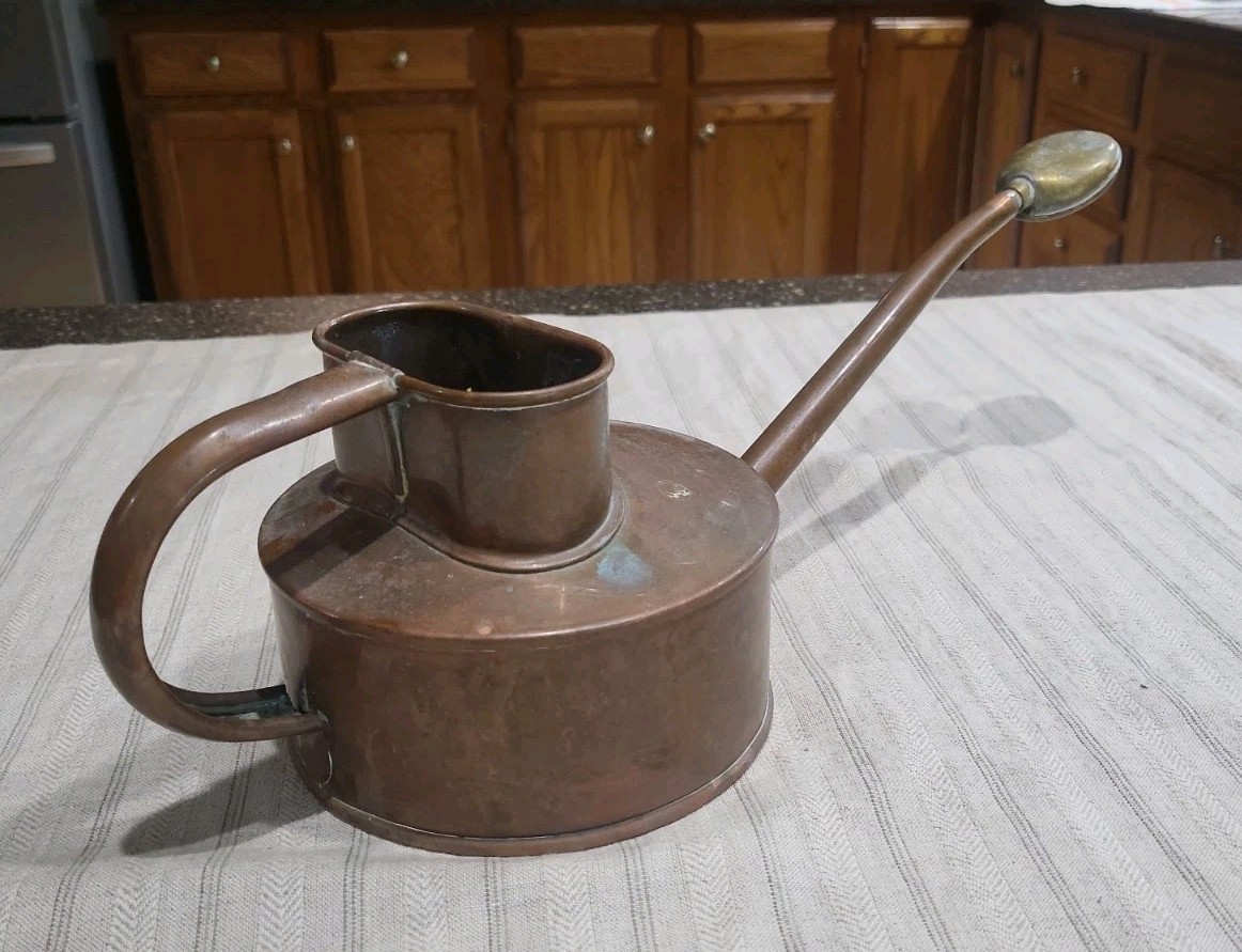 Vintage England Haws Elliott Copper & Brass House Plant Watering Can W/Label