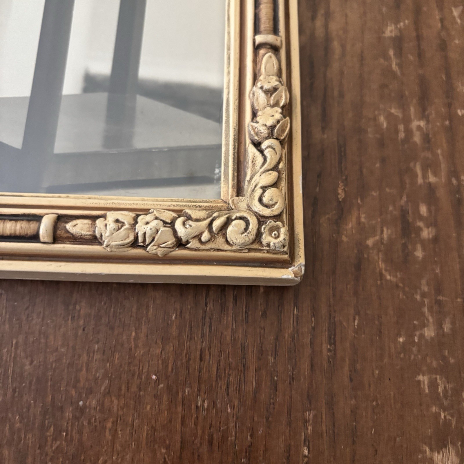 Antique Victorian Wood Picture Frame Holds 11″x14″ Gold Gesso Ornate Crested Top