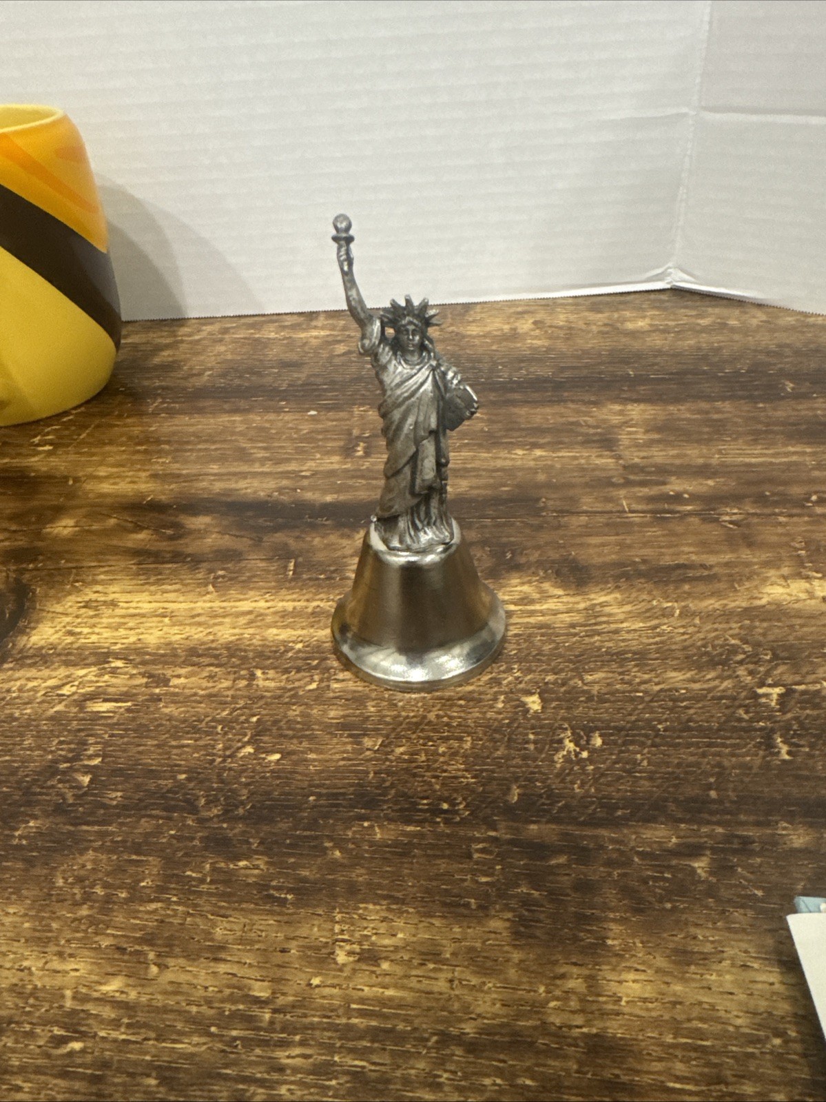 Vintage Statue Of Liberty New York Souvenir Miniature Bell Pewter Silver