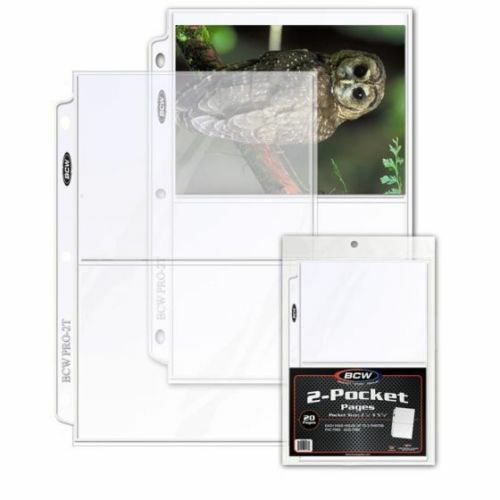 New 40 PK – 2 Pocket Pages BCW PRO 5×7 Photo Postcard Page Sheet Protector