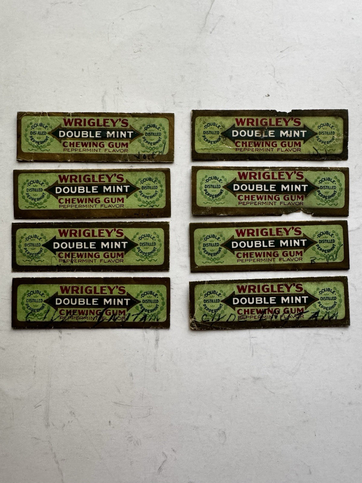 8 Wrigley’s 1930’s Double Mint Chewing Gum Wrappers