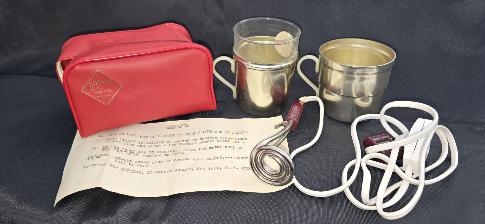 Vintage HOFFRITZ Electric Hot Beverage Travel Kit–Complete–not tested
