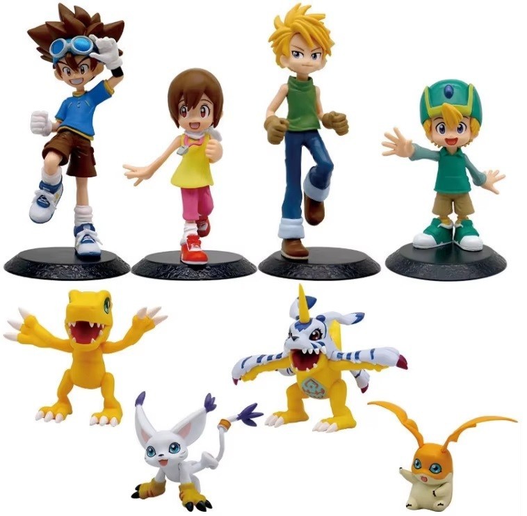 Big Set of 8 Anime Digimon Adventure Action Figures Between 3 and 7 Inches Tall