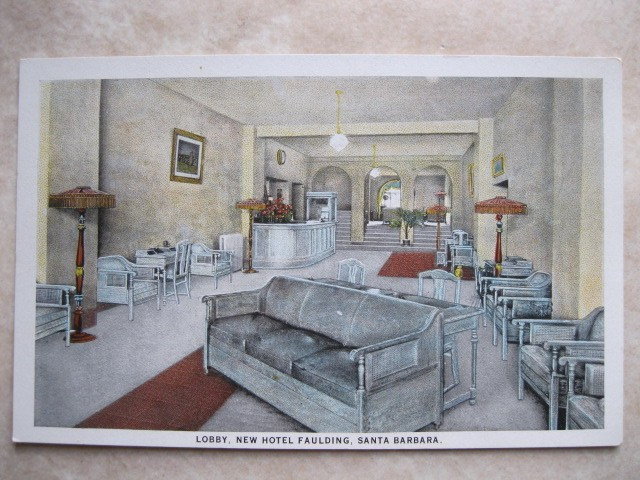Santa Barbara California ~ Hotel Faulding Lobby ~ Interior ~ 1925 ~ # 47