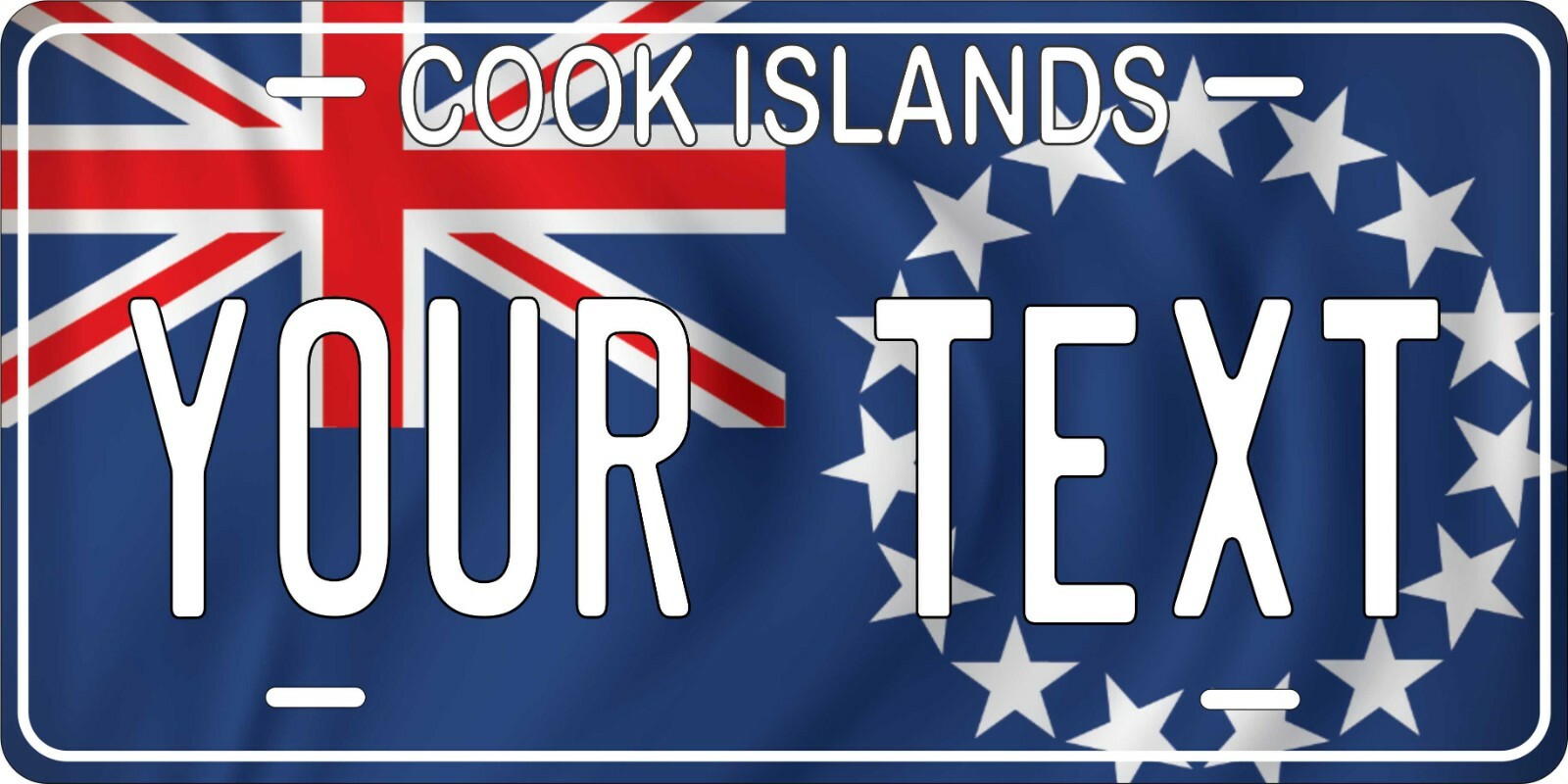 Cook Islands Flag Wave License Plate Personalized Auto Bike Motorcycle