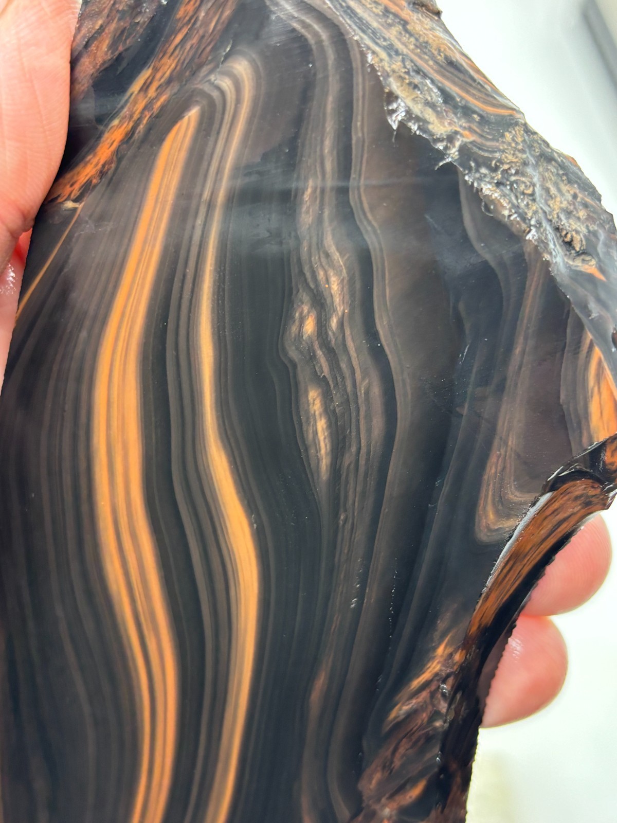 Tri-flow Sheen/Lace Obsidian Slab Lapidary Cabbing Knapping Combo ship avail