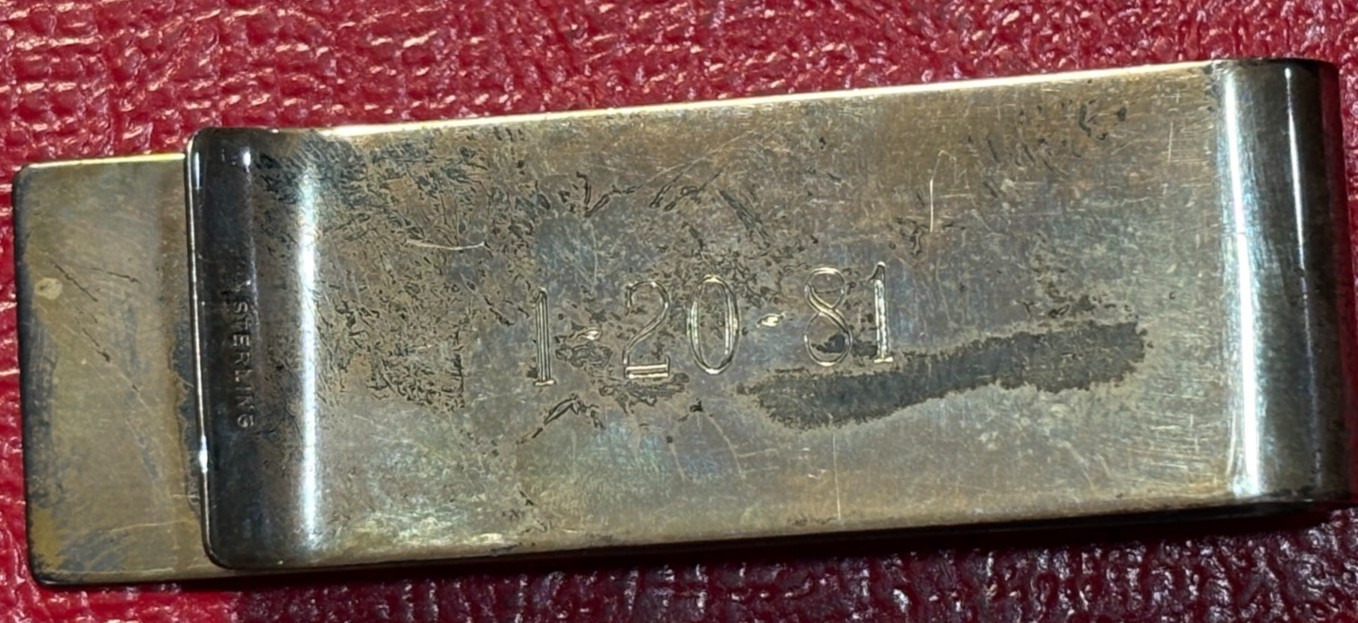 REAGAN / BUSH INAUGURATION 1-20-81 MONEY CLIP .925 STERLING SILVER 13.6 GRAMS-JL
