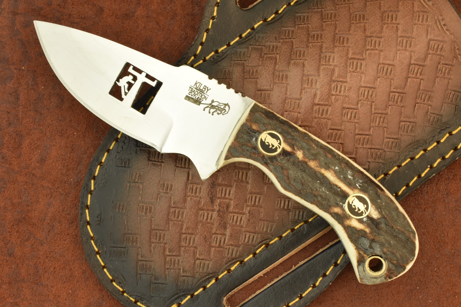 KILBY TRADITION PINE KNOT KY CUSTOM SERIES STAG PREMIUM FIXED BLADE KNIFE (32200