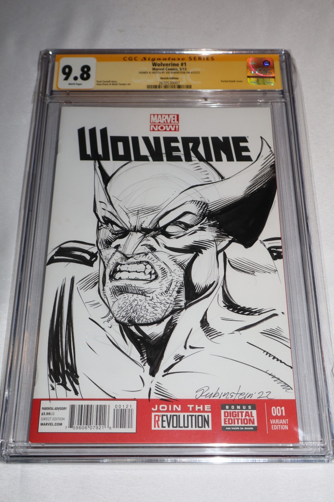 CGC SS 9.8 Wolverine 1 2013 Original Comic Sketch Art OOAK Joe Rubinstein NM+