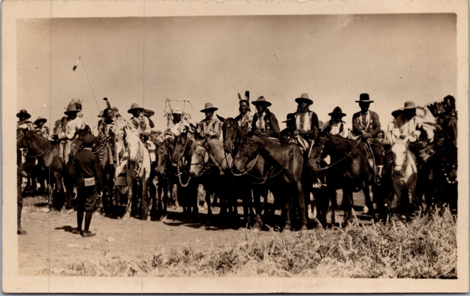 Navajo Native American Riders Southwest Parade 1910s – RPPC Photo Postcard