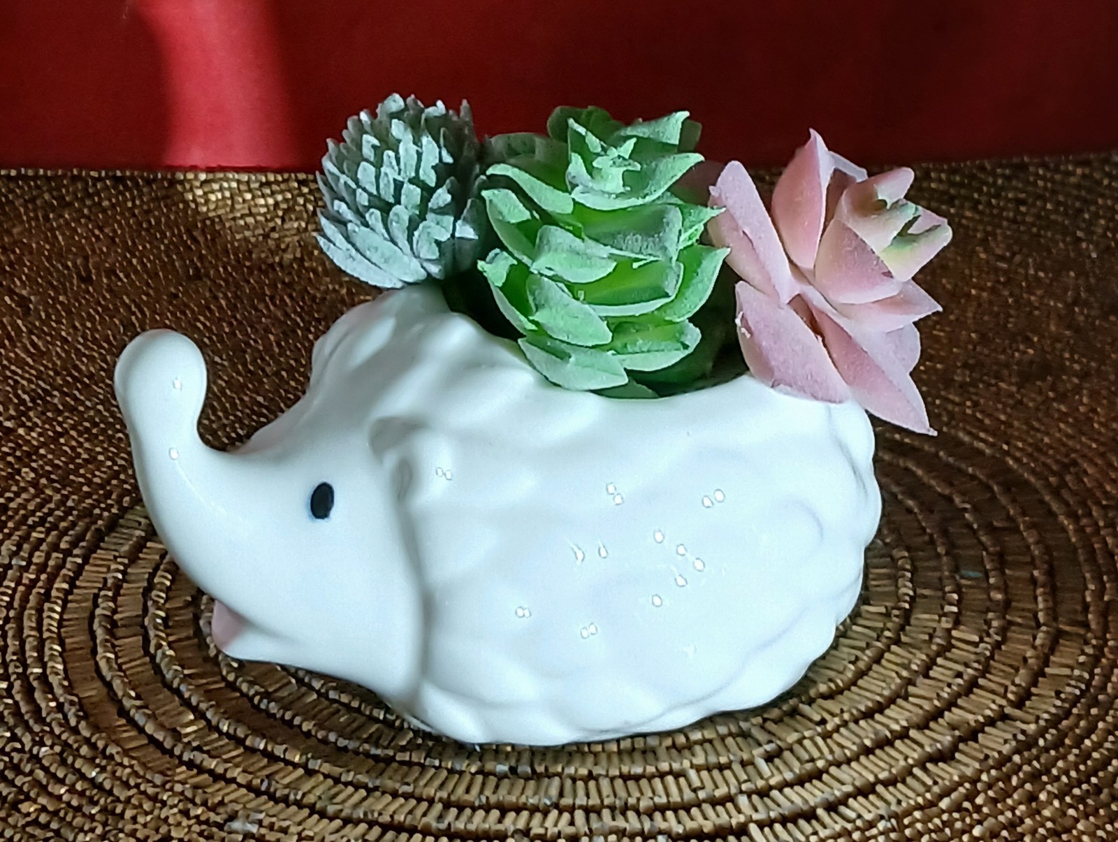 Hedgehog Ceramic Planter With Four Faux Cactus Included