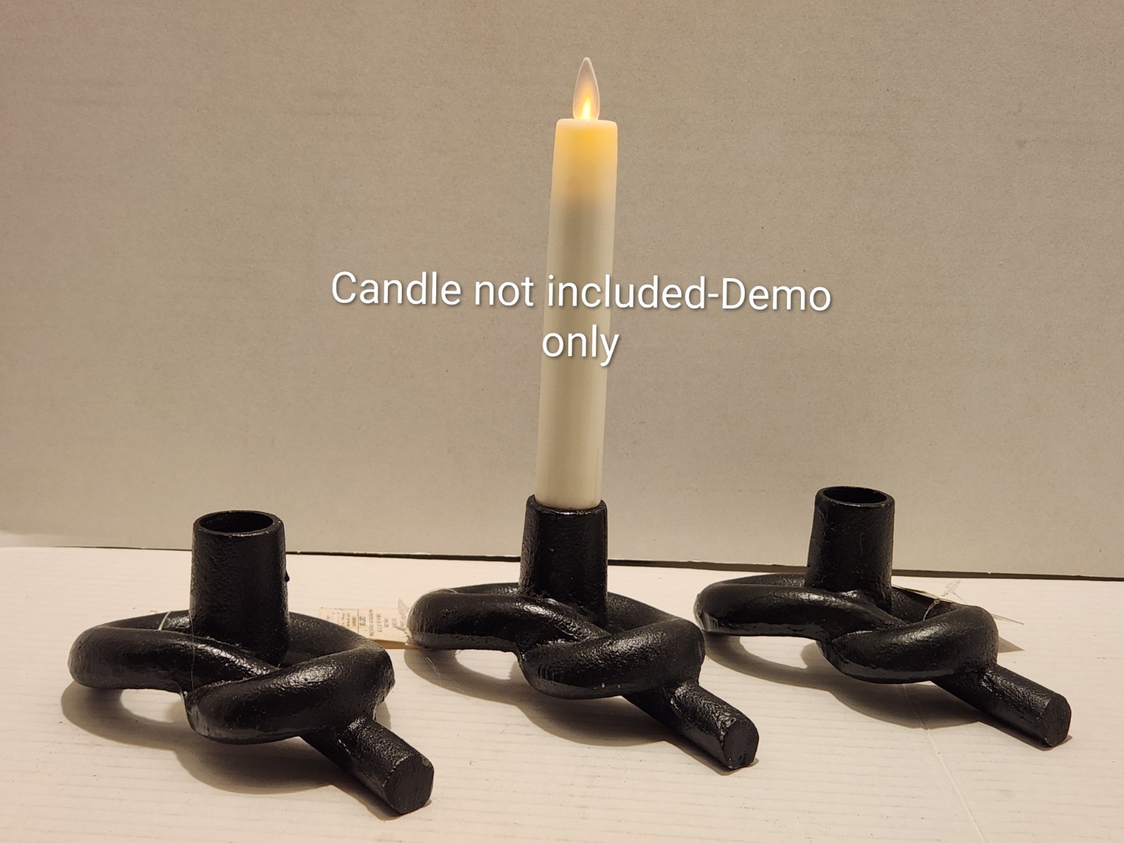 3 Black Iron Knot-Shaped Taper Candle Holders, 2023 Hobby Lobby