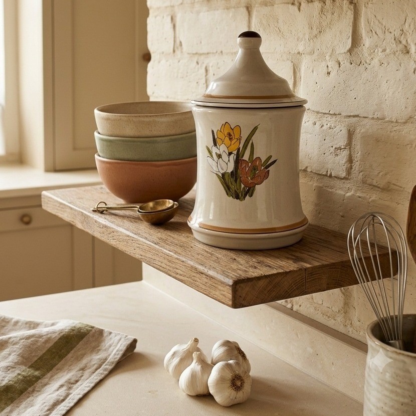 Vintage Acsons Adela Stoneware Canister Floral Tulip Retro Kitchen Storage