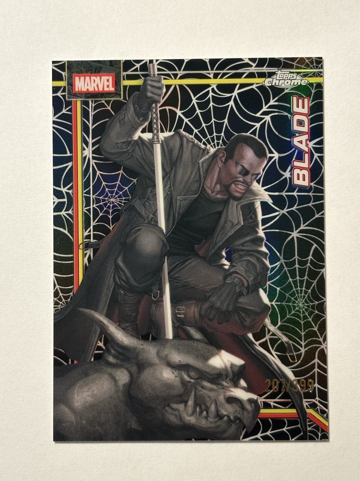 2026 Topps Chrome Marvel Comics Blade #017 Spider Web Refractor Parallel /399 NM