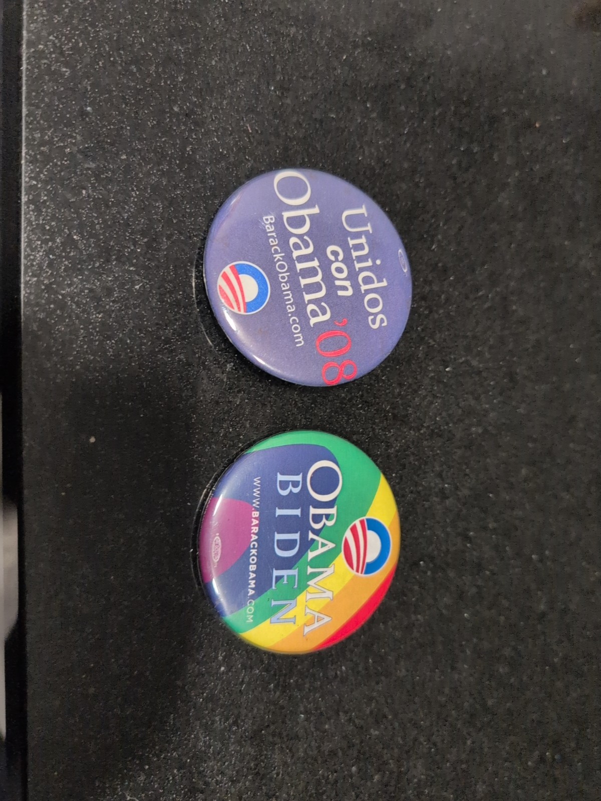 Lot of 2 OFFICIAL Barack Obama 2008 campaign pin button brooch political Biden