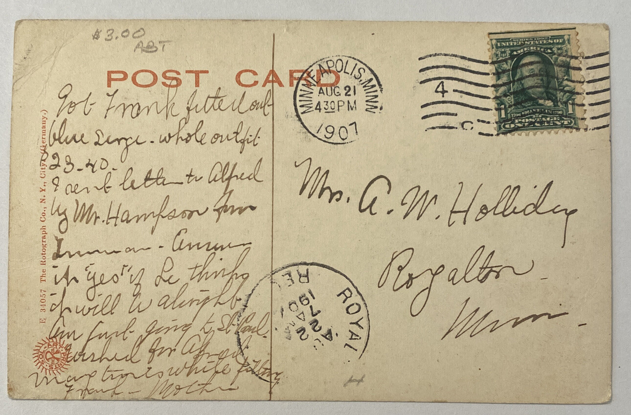 Vintage Postcard, People In Van Cleve Park, Minneapolis Minnesota, Posted 1907