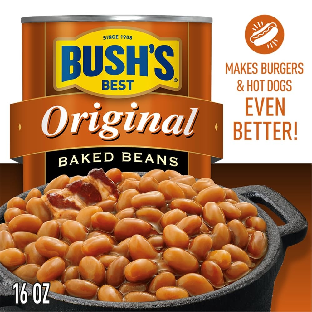 BUSH’S BEST 16 oz Canned Original Baked Beans, Source 16 Ounce (Pack of 12)