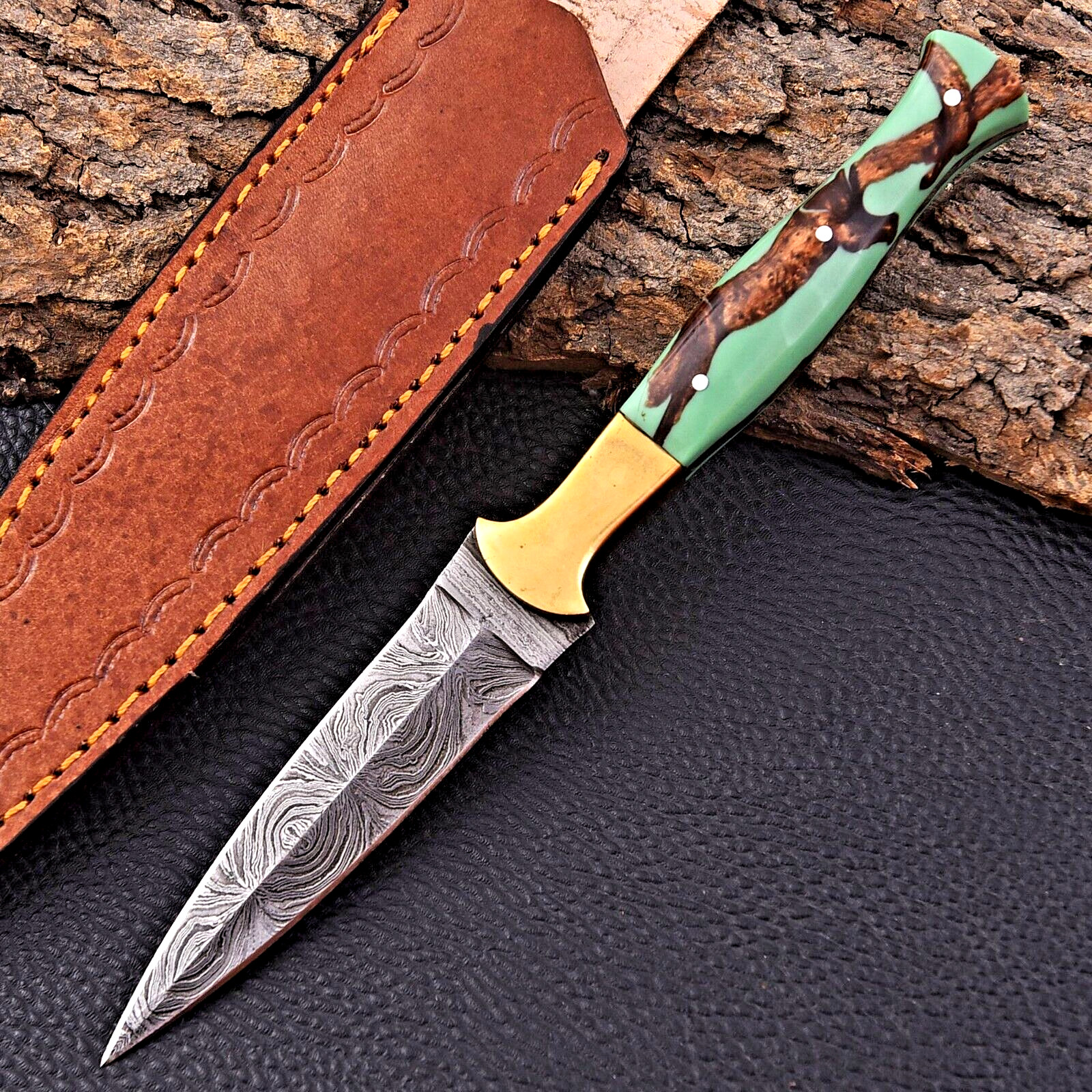 CUSTOM HANDMADE FORGED DAMASCUS STEEL BOOT KNIFE THROWING HUNTING KNIFE 863