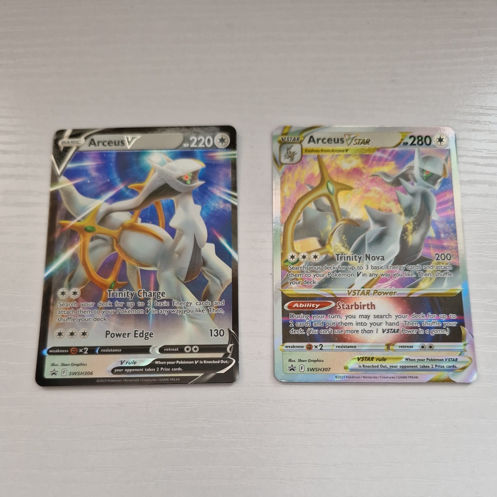 Pokemon TCG Arceus V SWSH306 & Arceus VStar SWSH307 Promos With Sleeves