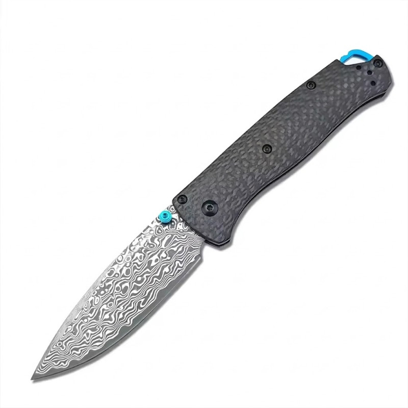 5353 Damascus Bugout Style Carbon Fiber Folding Knife Pattern Blade Drop-Point