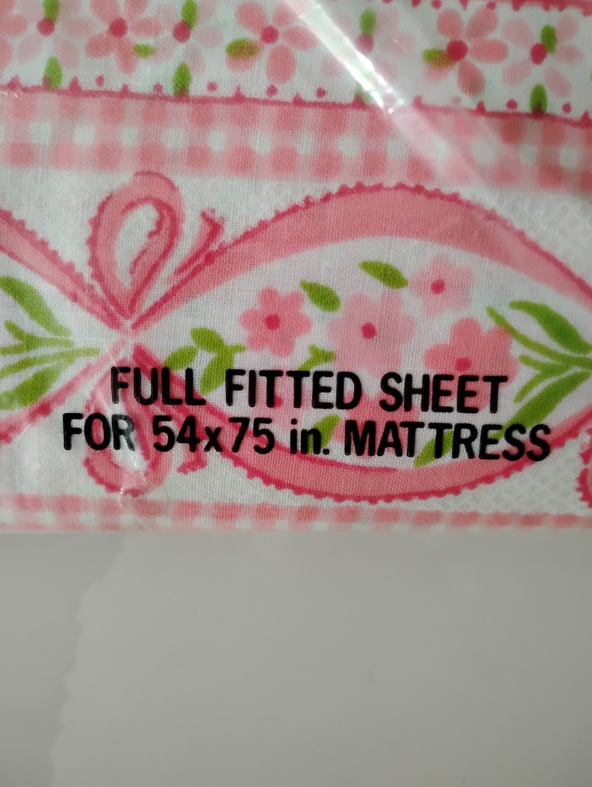 VintageTastemaker Full Flat & Fitted Sheet Set Pink Floral Cottage NOS