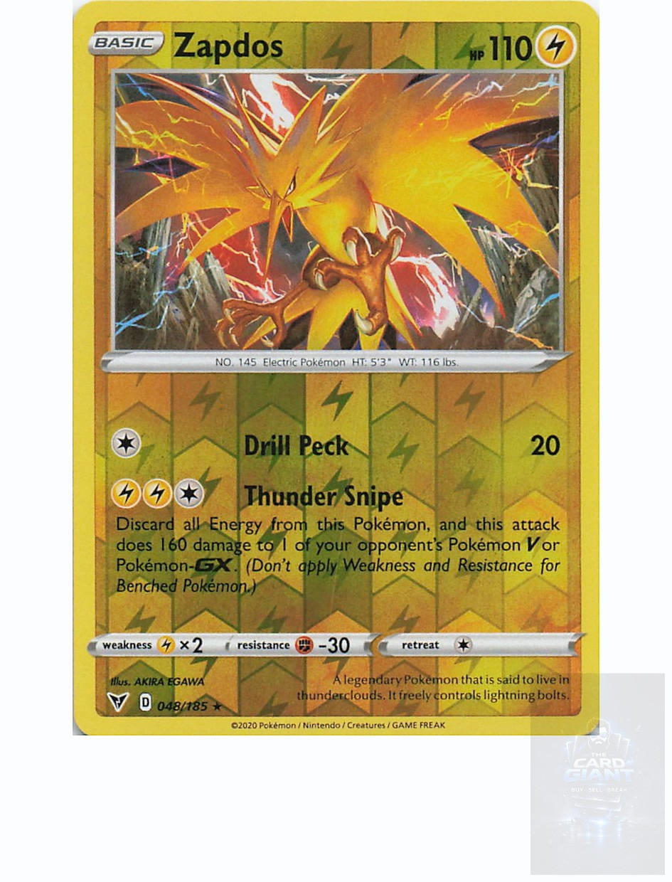 ZAPDOS 048/185 Holo Rare VIVID VOLTAGE Pokemon Holo Near Mint