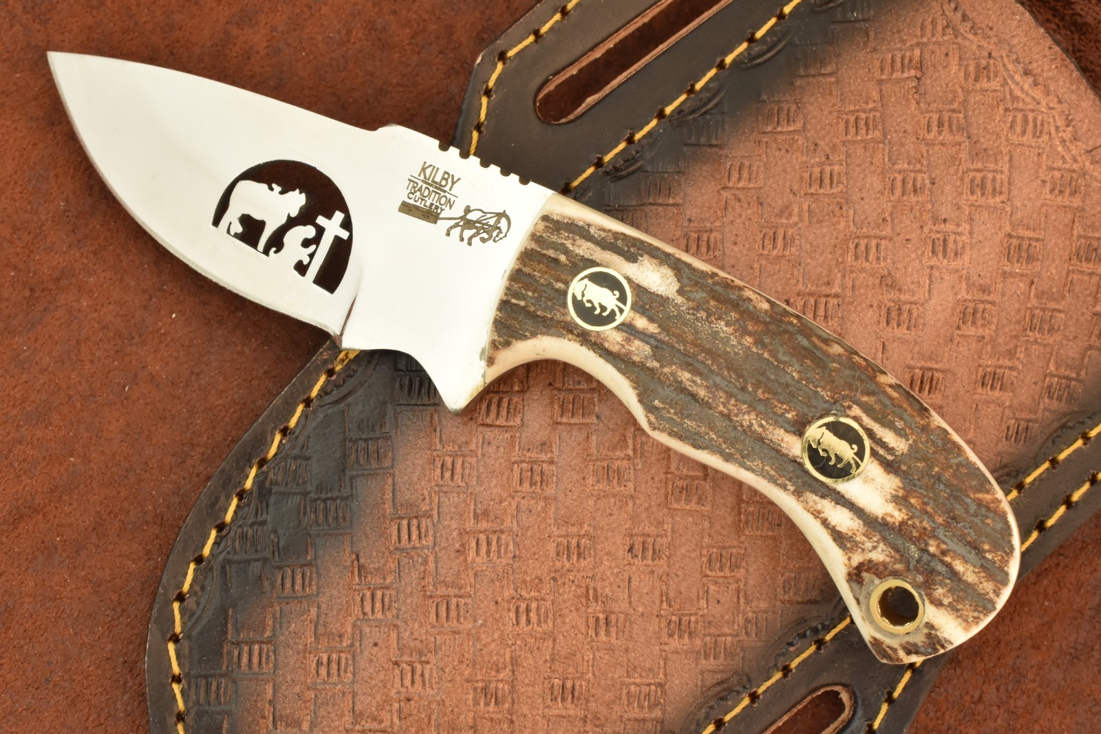 KILBY TRADITION PINE KNOT KY CUSTOM SERIES STAG PREMIUM FIXED BLADE KNIFE (32187